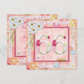 66th誕生日パーティースクラップブック作りスタイル 招待状 (正面/裏面)