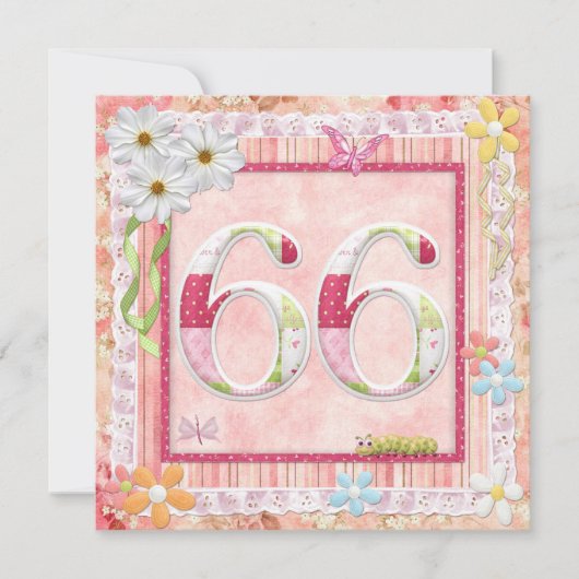 66th誕生日パーティースクラップブック作りスタイル 招待状 (正面)