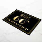 66th誕生日パーティー:アールデコルック"66"、名前 箔招待状 (回転した状態)