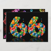 66th誕生日パーティー、泡とボール 招待状 (正面/裏面)