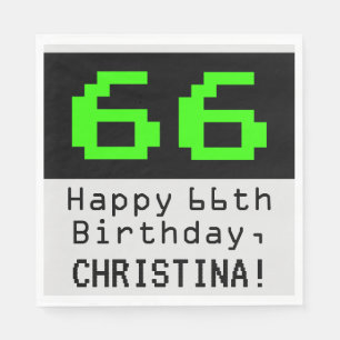 66th誕生日 – ネルディ/オタク系のスタイル「66」と名前 スタンダードランチョンナプキン