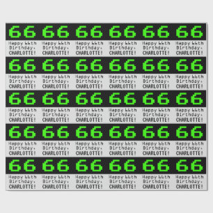 66th誕生日 – ネルディ/オタク系のスタイル「66」と名前 ラッピングペーパー
