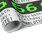 66th誕生日 – ネルディ/オタク系のスタイル「66」と名前 ラッピングペーパー (ロールコーナー)