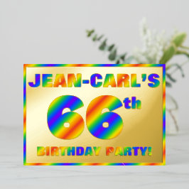 66th Birthday Party —おもしろい、レインボースペクトル「66」 箔招待状