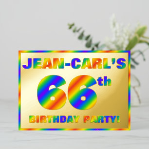 66th Birthday Party —おもしろい、レインボースペクトル「66」 箔招待状