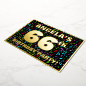 66th Birthday Party —おもしろい、音楽カラフル記号 箔招待状 (回転した状態)