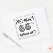66th Birthday Party:アールデコスタイル+名前をカスタムする スクエアシール (封筒)