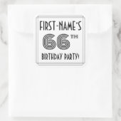 66th Birthday Party:アールデコスタイル+名前をカスタムする スクエアシール (バッグ)