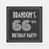 66th Birthday Party:アールデコスタイル+名前をカスタムする スタンダードランチョンナプキン (正面)