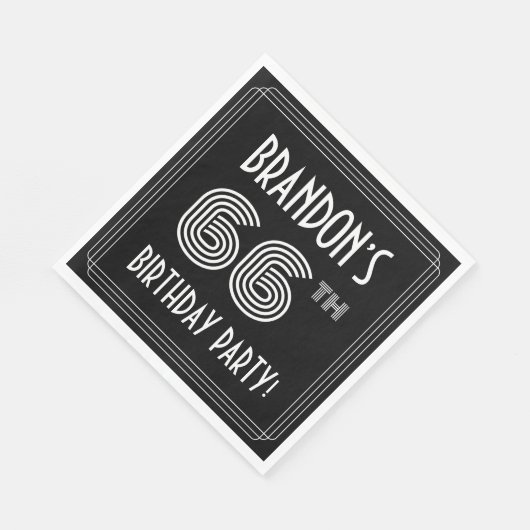 66th Birthday Party:アールデコスタイル+名前をカスタムする スタンダードランチョンナプキン (角)