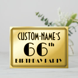 66th Birthday Party —アールデコ検索「66」 +名前 箔招待状