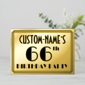 66th Birthday Party —アールデコ検索「66」 +名前 箔招待状 (立ち正面)