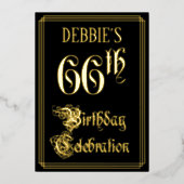 66th Birthday Party – スクリプファンシートと名前をカスタムする 箔招待状 (正面)