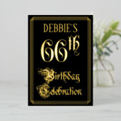 66th Birthday Party – スクリプファンシートと名前をカスタムする 箔招待状 (立ち正面)