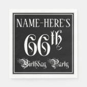 66th Birthday Party – スクリプファンシート+名前をカスタムする スタンダードランチョンナプキン (正面)