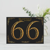 66th Birthday party, Gatsby styl，ブラック金ゴールドグリッター 招待状 (スタンド正面)