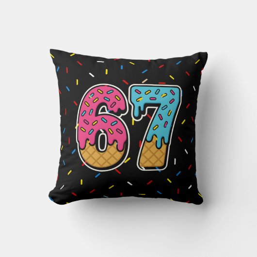 67おもしろいミームアイスクリームセブンGen Alpha クッション (正面)