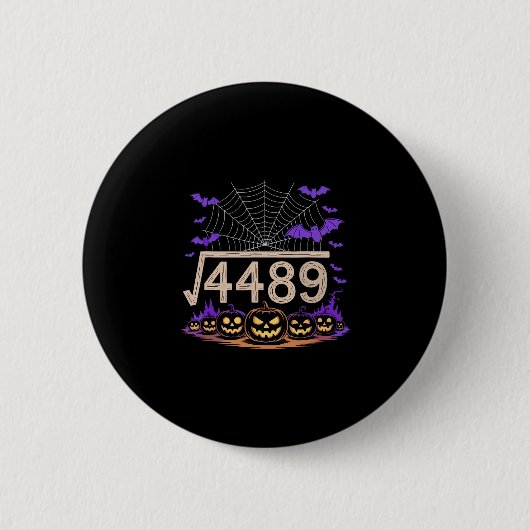 67おもしろいミーム数学先生6 7ハロウィンスクエアロ 缶バッジ (正面)