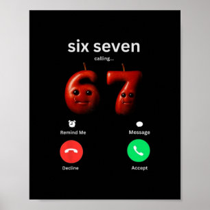 67からの電話 Funny Meme 67 ウケる AI Apple Brainro ポスター