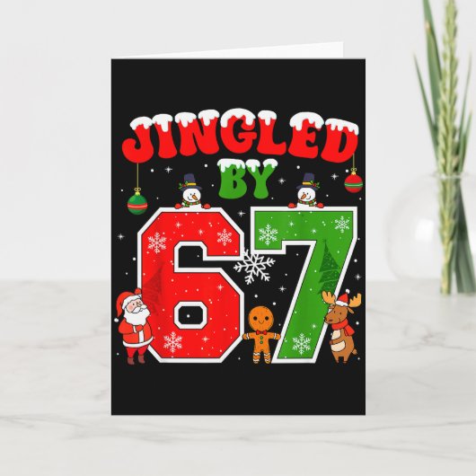 67がチャンチャン 楽しいSix Seven Meme 6 7 クリスマス カード (正面)