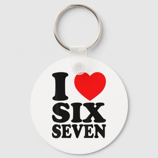 67が大好きな人向けの面白いミーム I Heart Six Seven キーホルダー (正面)