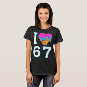 67が好きだミームハート6 7 グッズ 6と7のアイスクリーム Tシャツ (正面フル)