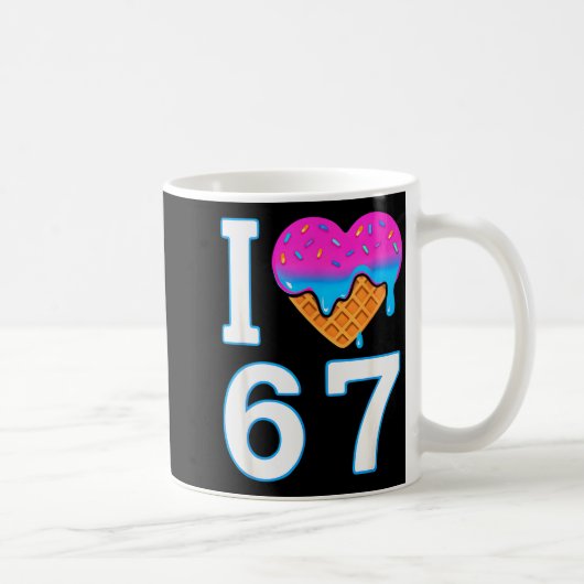 67が好きだミームハート6 7 グッズ 6 7アイス コーヒーマグカップ (右)