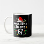 67が好きでたまらない面白いクリスマスデザイン コーヒーマグカップ (左)