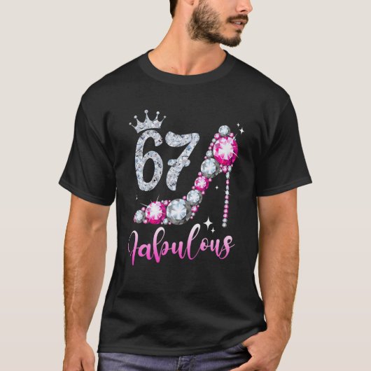 67と素晴らしい67誕生日ハイヒールシューズcrow tシャツ (正面)