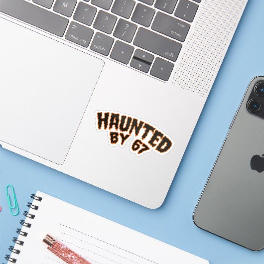 67に憑りつかれた おかしな幽霊とカボチャのハロウィン シール (ノートパソコンとiPhone)