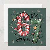 67のクリスマスイルミネーション 67 ホリデー 面白いミーム シーズンカード (正面/裏面)