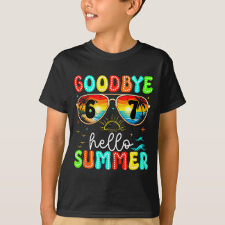 67のサングラスにサヨナラ 夏こんにちは レトロな夕日 Tシャツ