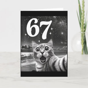 67の猫が撮った自撮り ミーム おもしろい猫のグラフィック Tシャツ メンズ カード