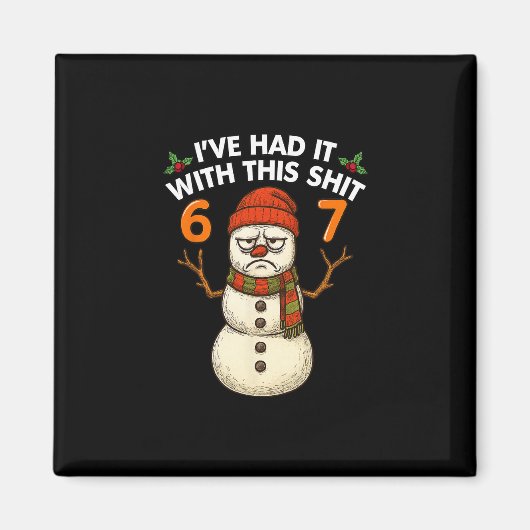67の雪だるまクリスマス・ミーム マグネット (正面)