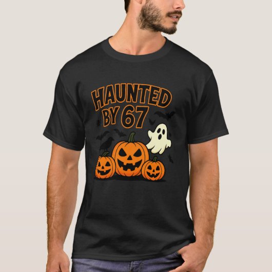 67の面白い幽霊とカボチャのハロウィンCo Tシャツ (正面)