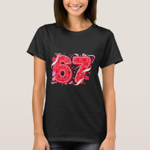 67アイスクリーム滴るMeme 楽しいシックスセブン バレンタインD Tシャツ