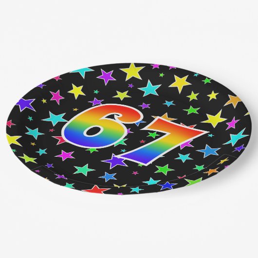 67イベントはっきりした:,おもしろい, カラフル Rainbow 67 ペーパープレート (アングル)