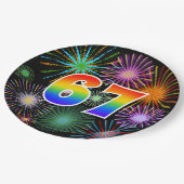 67イベント-おもしろいカラフル、はっきりした、虹67 ペーパープレート (アングル)