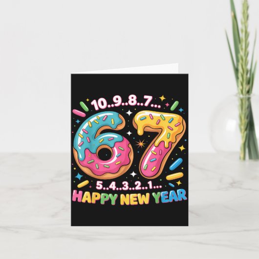 67カウントダウンおめでとう2026面白いドーナツ数字 カード (正面)