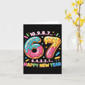 67カウントダウンおめでとう2026面白いドーナツ数字 カード (黄色い花)