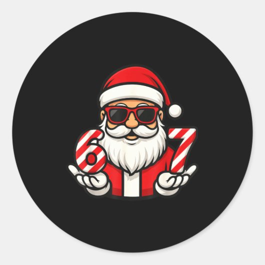 67クリスマスの面白いサンタ6選 ラウンドシール (正面)