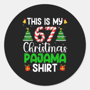 67クリスマスパジャマで面白いシックスセブンミーム ラウンドシール