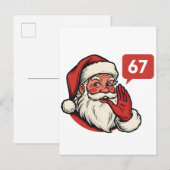 67クリスマス陽気な六七ブレインロットサンタクロース インビテーションポストカード (正面/裏面)