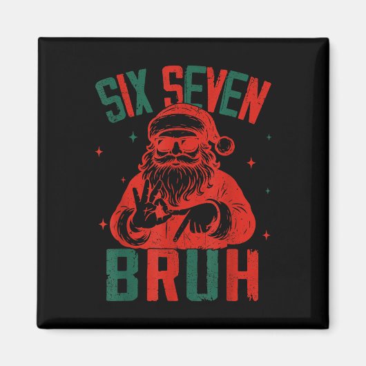 67クリスマス面白いシックスセブンbruhミーム脳ロットサ マグネット (正面)