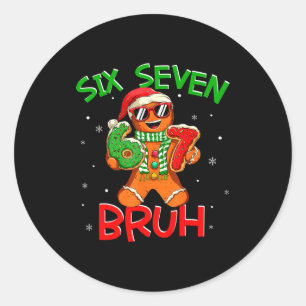 67クリスマス6 7ミームジンジャーブレッドマンクリスマスパジャマ ラウンドシール