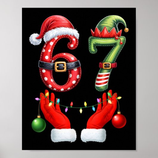 67クリスマス6 7 メメパジャマ 冬の休日Gen Alpha スラング ポスター (正面)