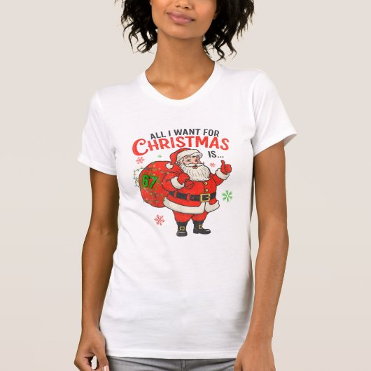 67サンタのミーム シックス セブン クリスマス Tシャツ (正面)
