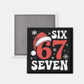 67サンタ帽子のクリスマスシックスセブン面白フレーズ マグネット (正面/裏面)