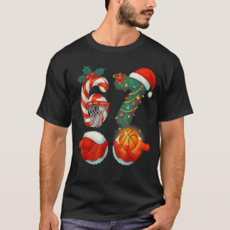 67バスケットボールサンタSiセブンおもしろクリスマススポーツ Tシャツ