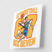 67バスケットボールsix seven スクエア壁時計 (傾斜)
